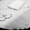 OVAL EMBROIDERED LINEN TABLECLOTH