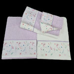 MALLOW/WHITE TOWELS WITH FLOWERS FABRIC