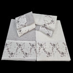 GREY/WHITE TOWELS WITH FLOWERS FABRIC