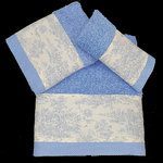 BEIGE/BLUE TOILE DE JOUY TOWELS
