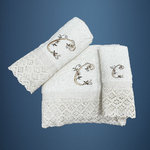 LETTER: C - EMBROIDERED ON TOWELS WITH LACE