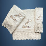 LETTER: L - EMBROIDERED ON TOWELS WITH LACE