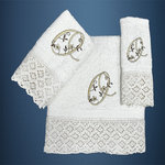 LETTER: O - EMBROIDERED ON TOWELS WITH LACE