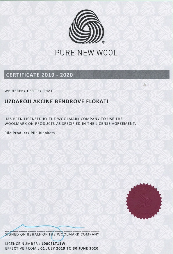 woolmark certificate